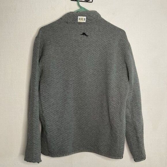 Tommy Bahama 1/4 Snap MockNeck Reversible Sweater Mens XL Gray/Black Logo - Picture 6 of 10
